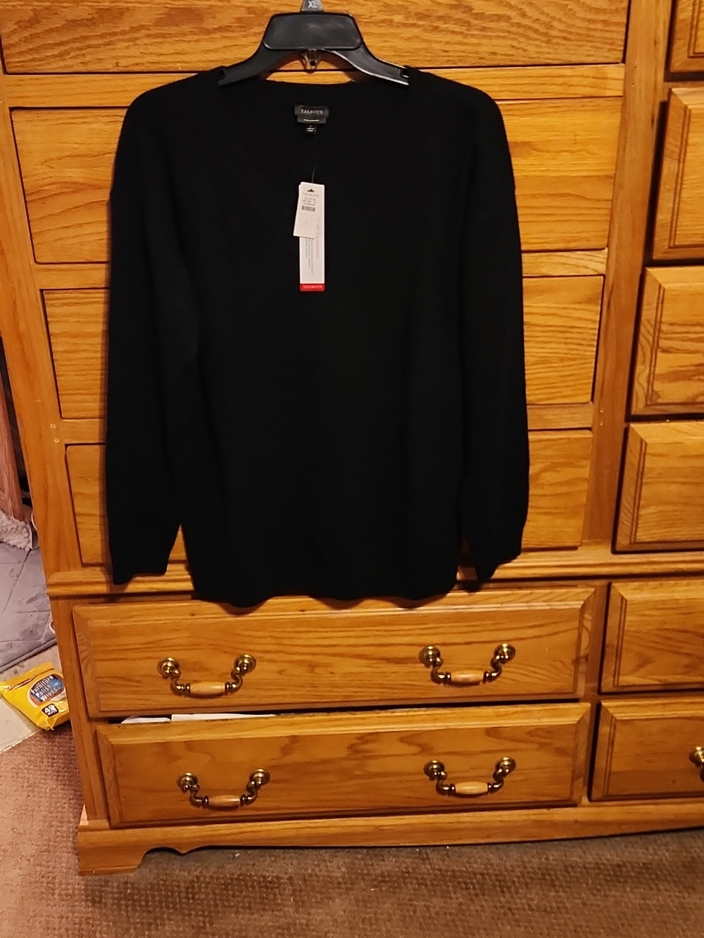 Talbots Cashmere Black Ladies V-Neck Sweater